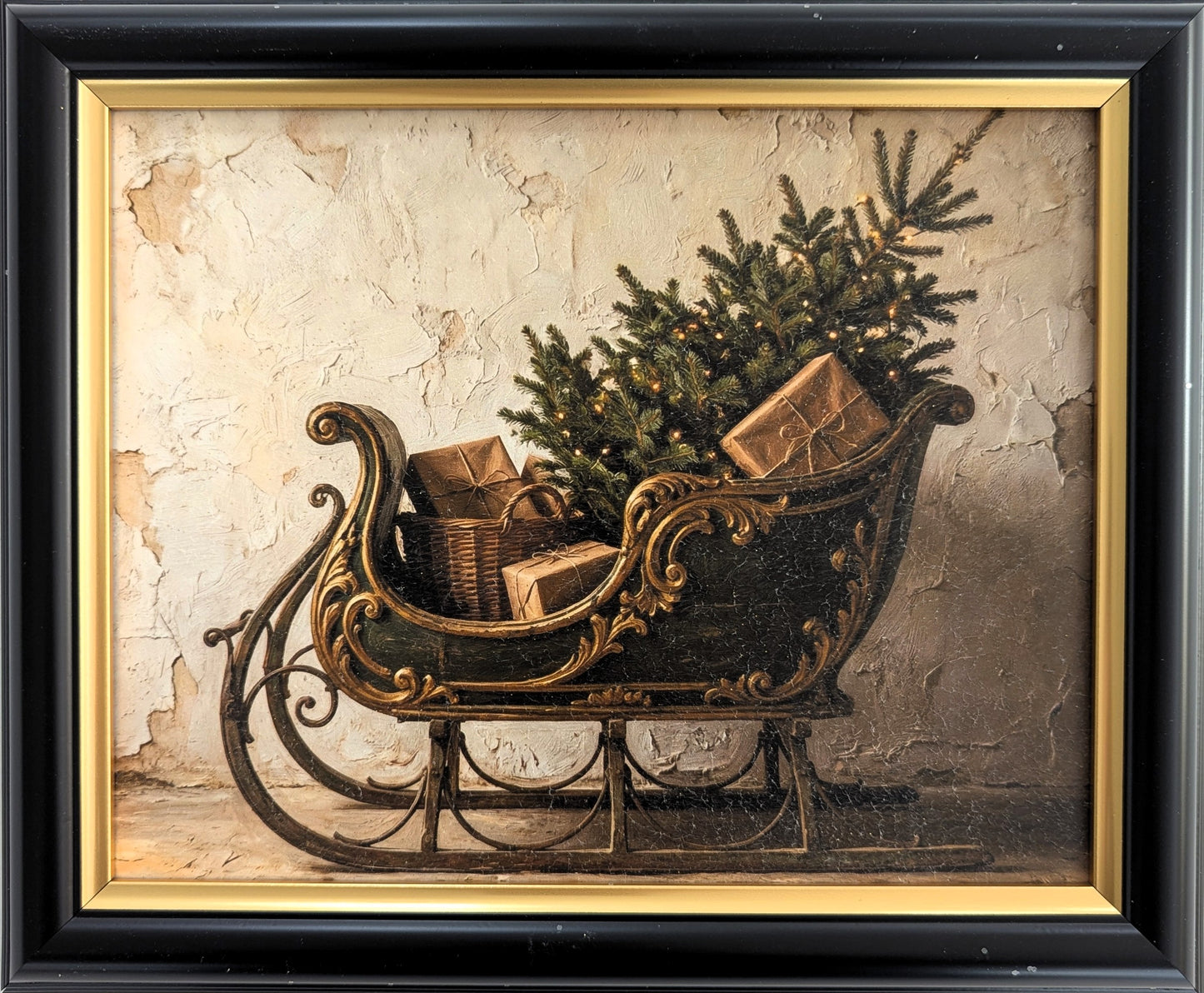 Green Sled – Vintage Christmas Wall Art