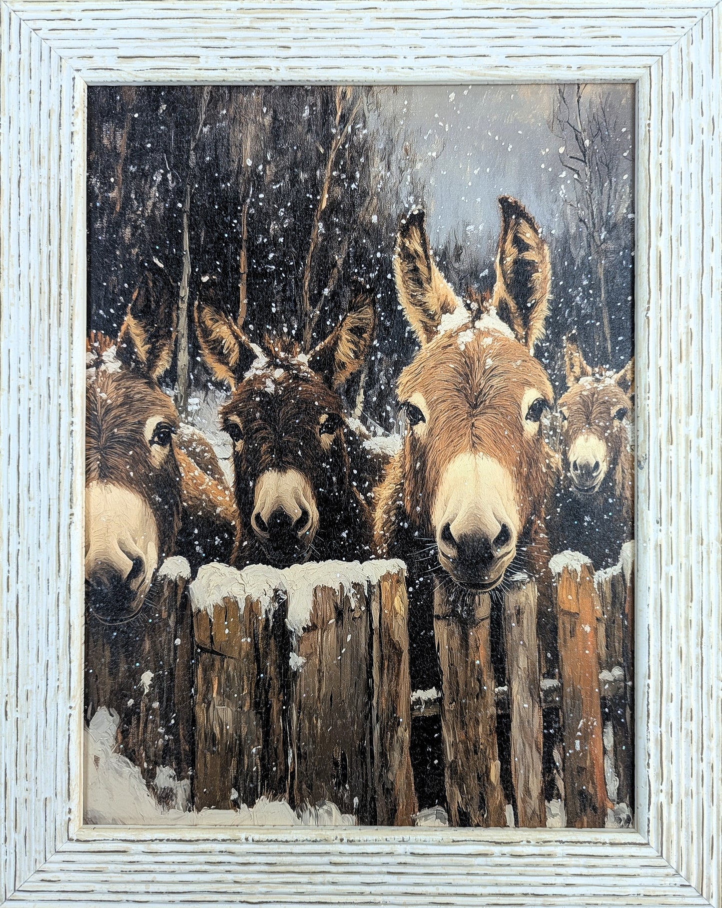 Donkey Family - Vintage Christmas Wall Art