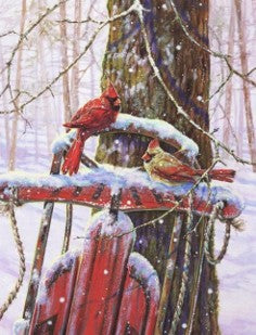 Cardinals on Sled – Christmas Wall Art