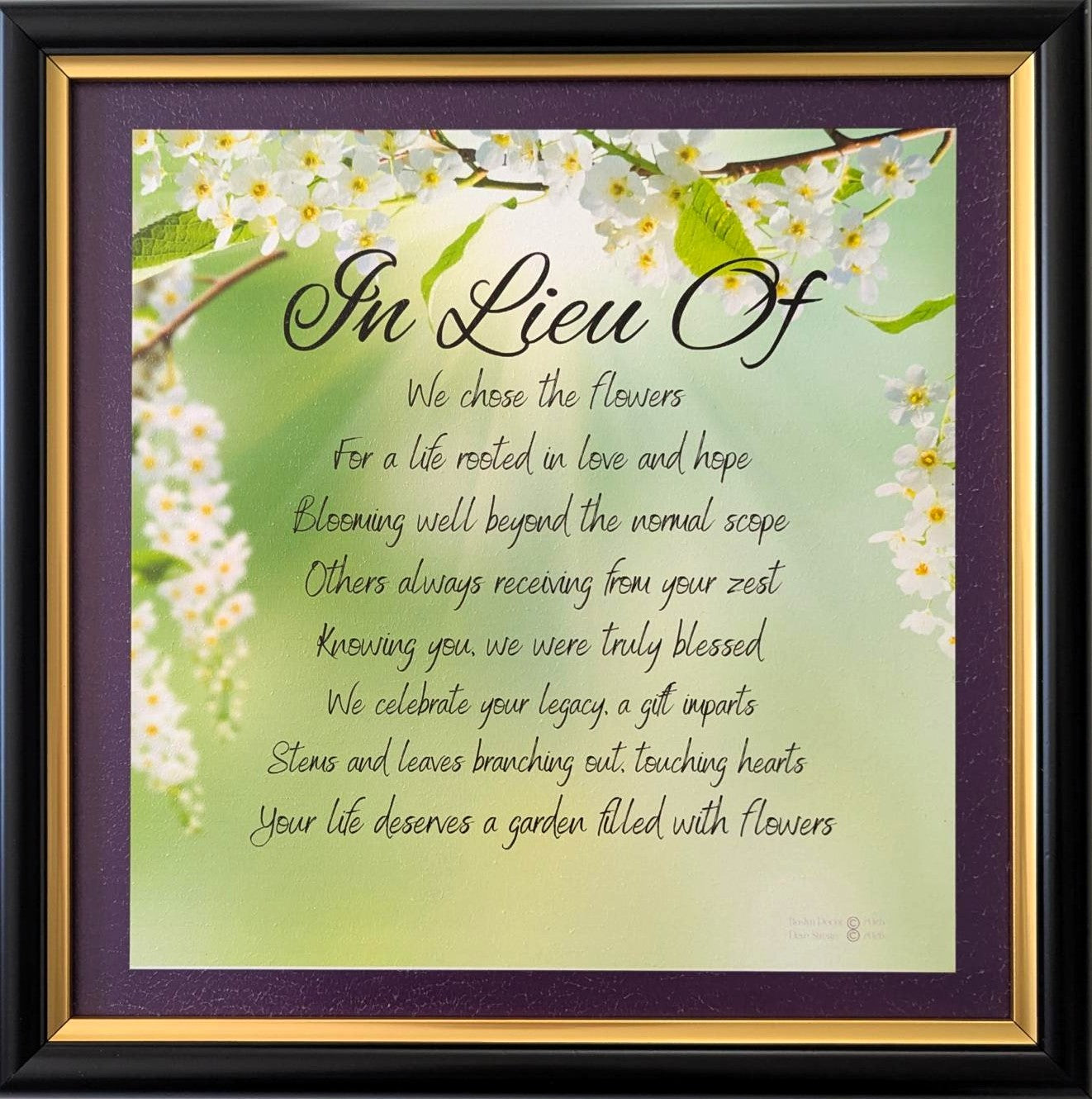 In Lieu Of - Bereavement Wall Art