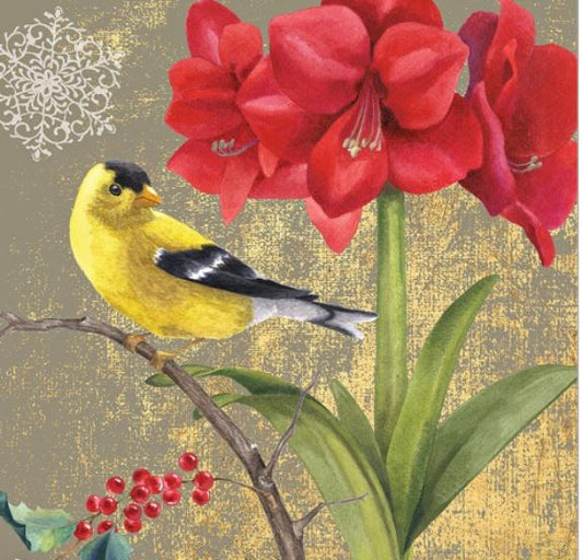 WINTER BIRDS GOLD FINCH COLLAGE