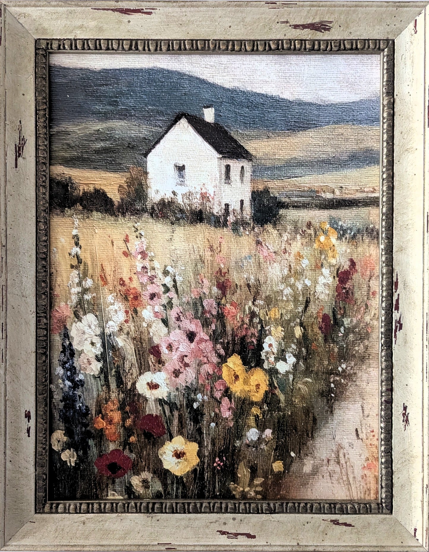 Home in Flower Meadow - Vintage Wall Art