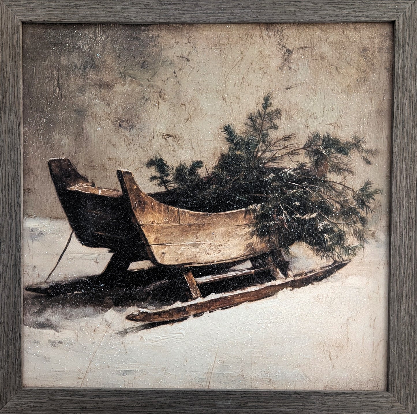 Wooden Sleigh – Vintage Christmas Wall Art
