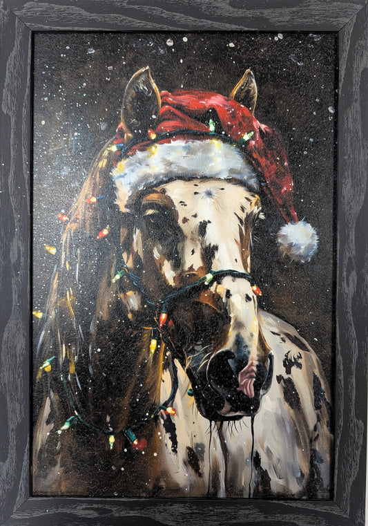 Lit Up Horse – Vintage Christmas Wall Art