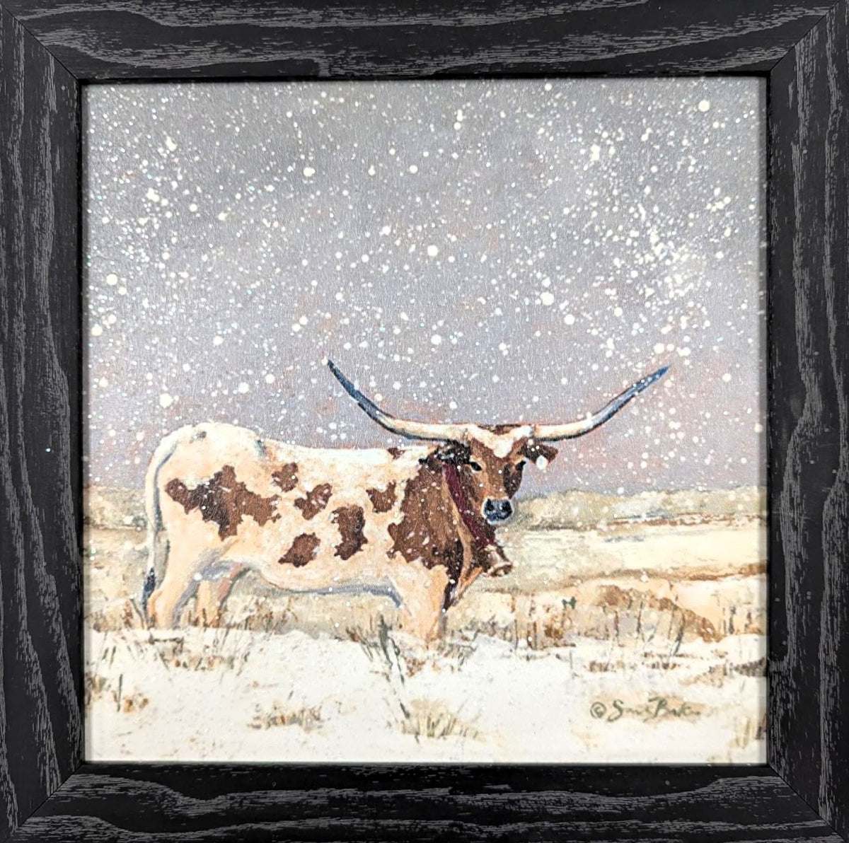 Snowy Longhorn – Christmas Wall Art