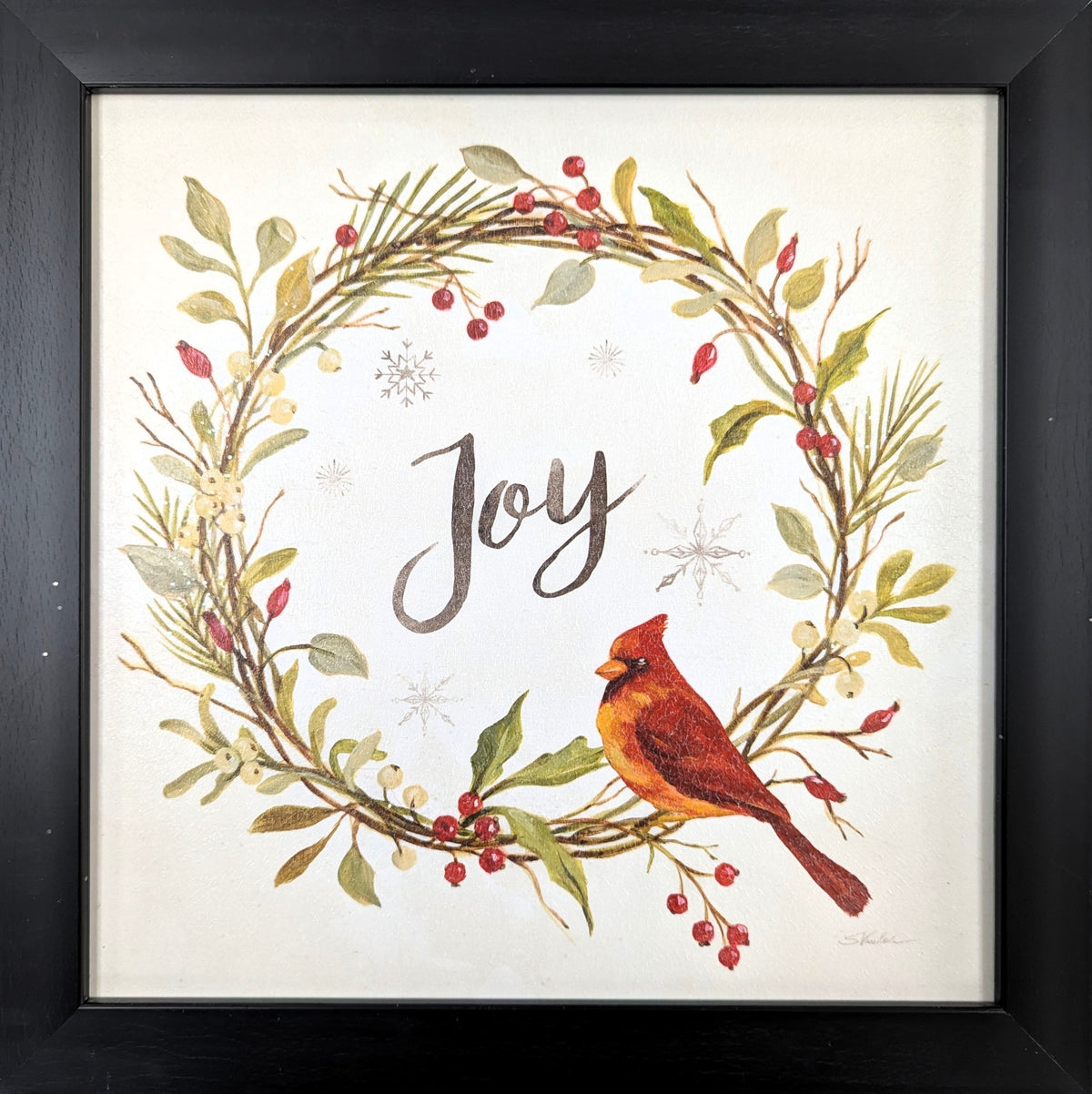 Joy Cardinal Wreath – Christmas Wall Art