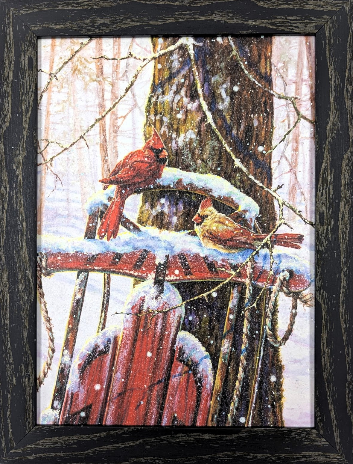 Cardinals on Sled – Christmas Wall Art