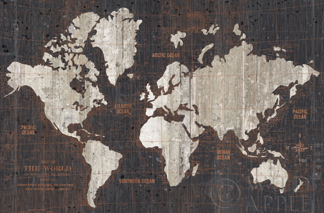 OLD WORLD MAP DARK NEUTRAL