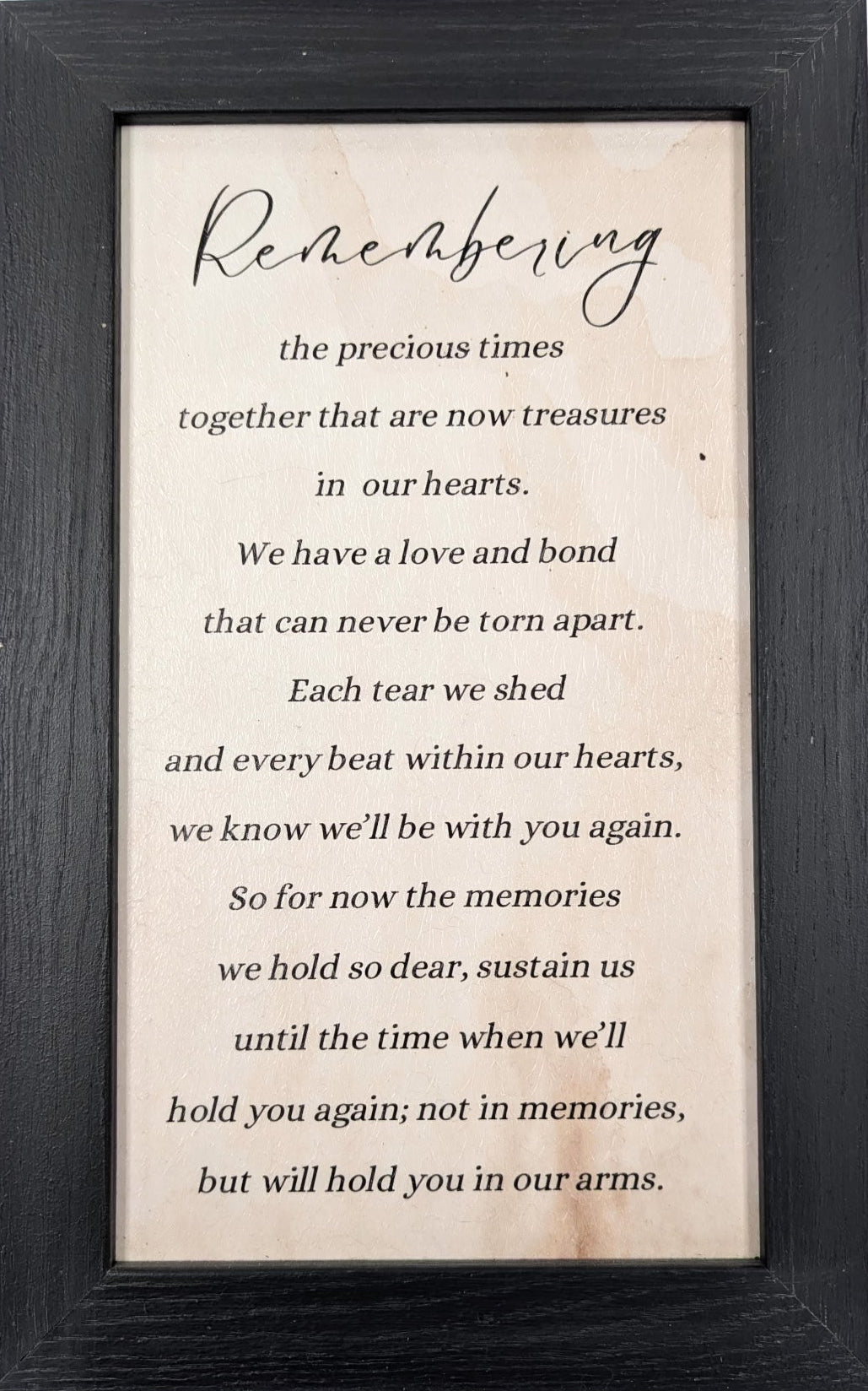 Framed poem with text on a white background