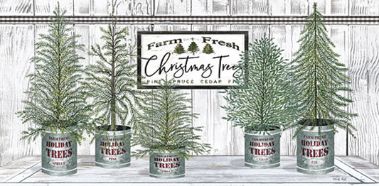 GALVANIZED POTS WHITE CHRISTMAS TREES II