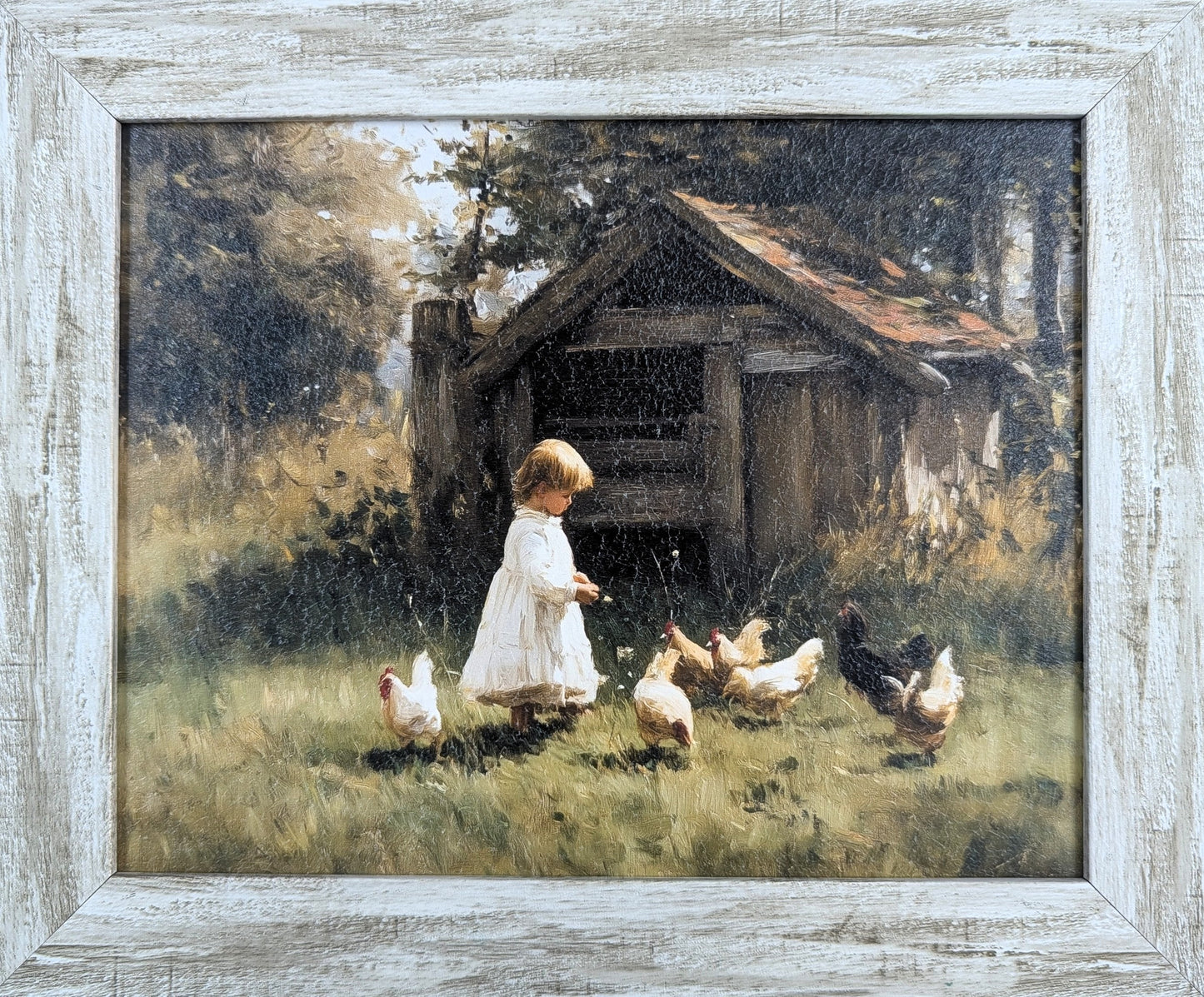 Girl With Chickens – Vintage Wall Art