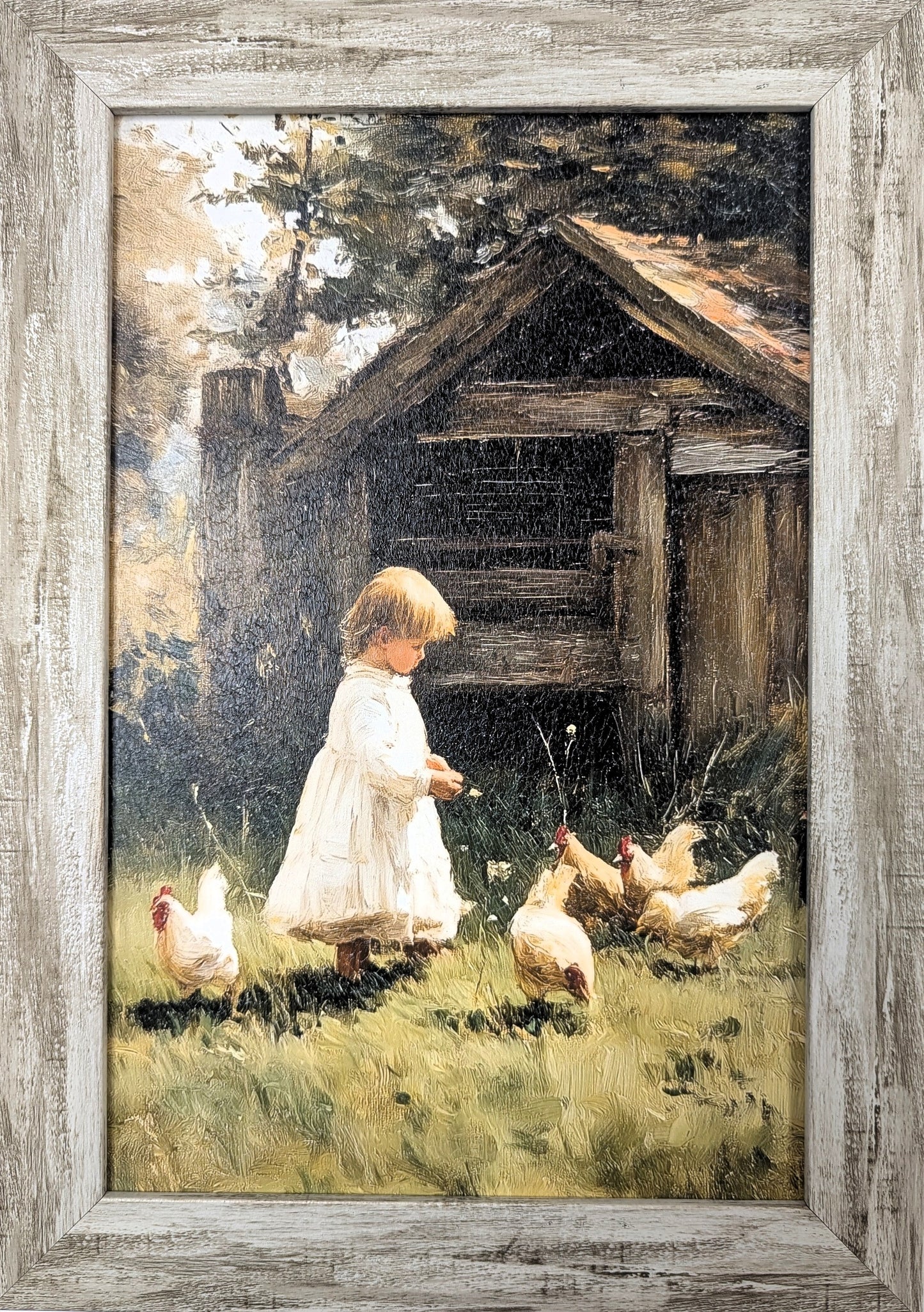 Girl With Chickens – Vintage Wall Art