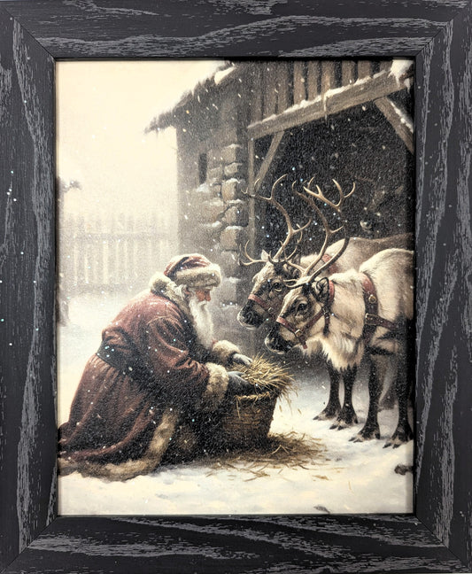 Feeding Reindeer - Vintage Christmas Wall Art