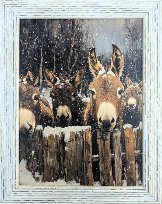 Donkey Family - Vintage Christmas Wall Art