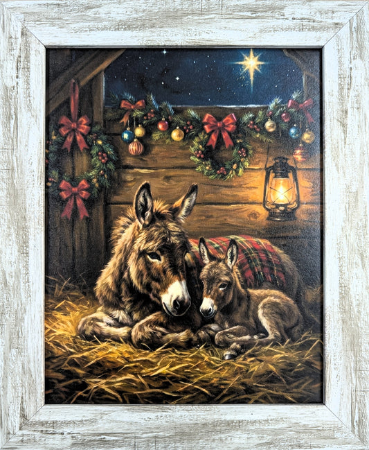 Donkey With Wreaths - Vintage Christmas Wall Art