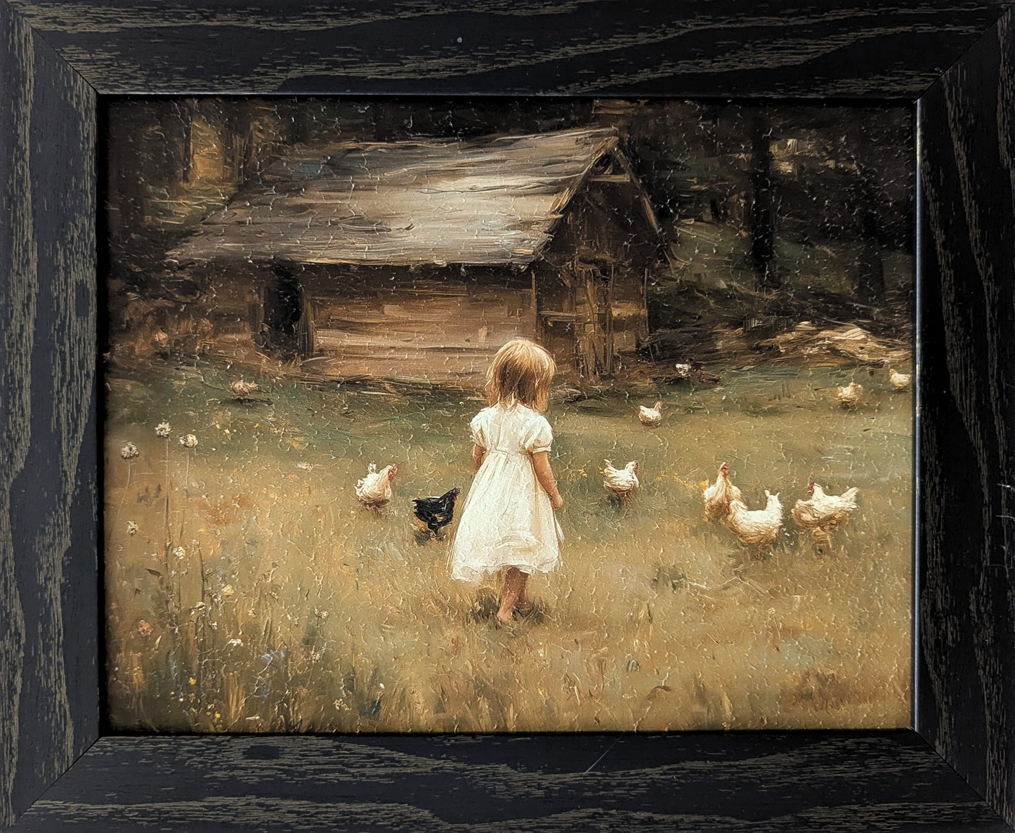 Girl With Chickens II – Vintage Wall Art