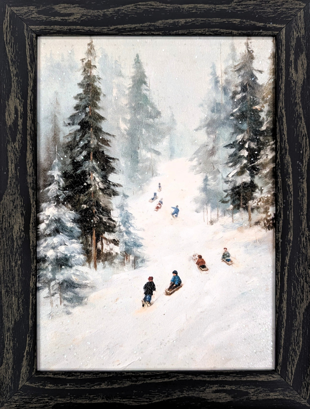 Snowy Sledding – Vintage Holiday Wall Art