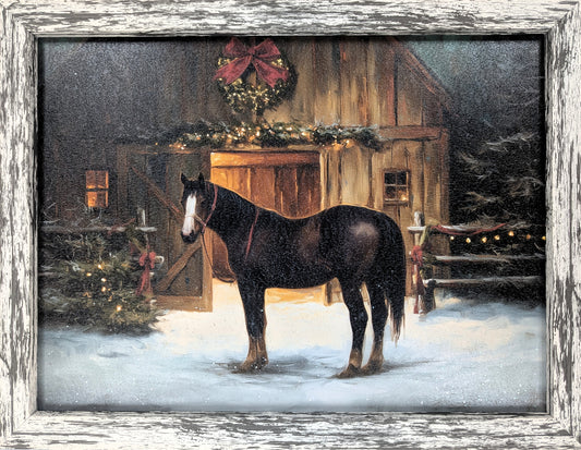 Christmas Horse Barn – Vintage Holiday Wall Art