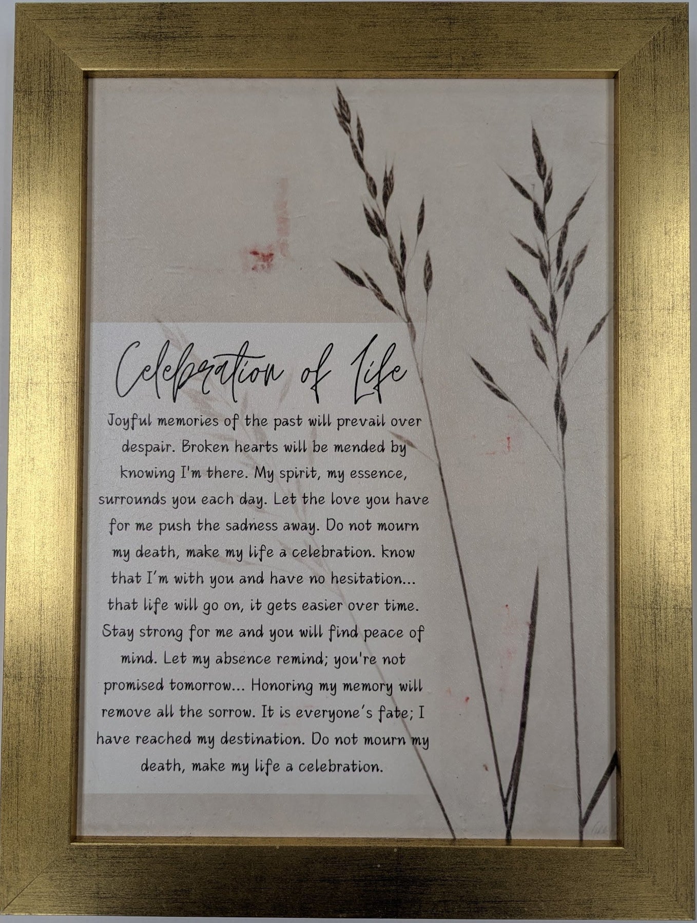 Framed text with decorative elements on a plain background
