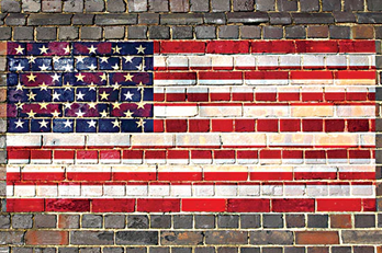 USA FLAG ON BRICK