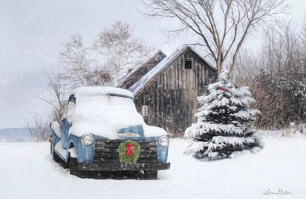 CHRISTMAS ON THE FARM-BLUE TRUCK IN SNOW