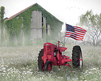 RED PATRIOTIC TRACTOR