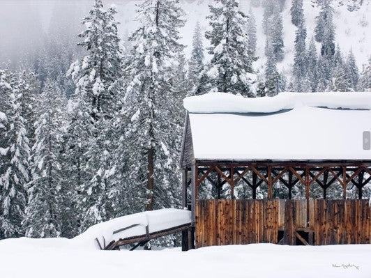 Winter Cabin in Snow – Christmas Wall Art