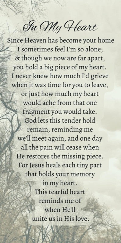 In My Heart - Bereavement Wall Art