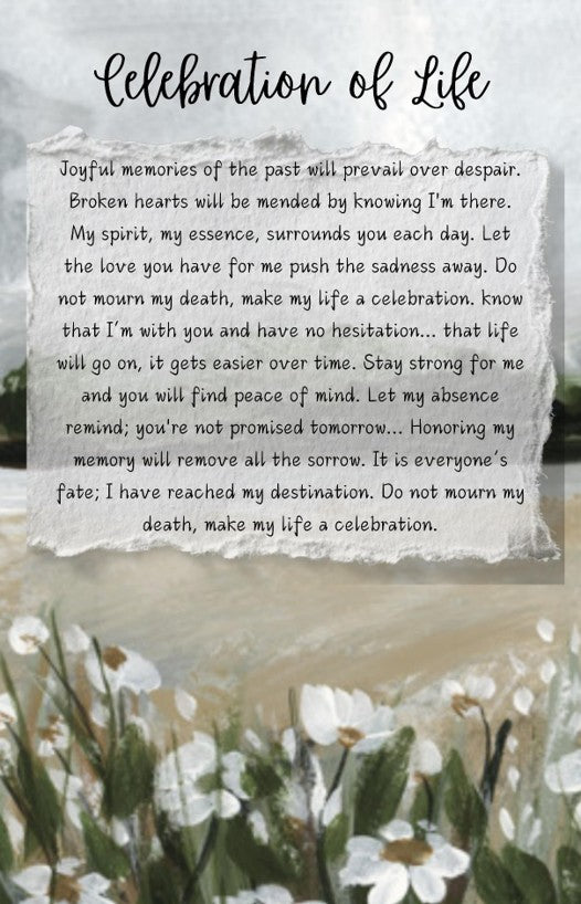 Textual message of celebration of life with a scenic background
