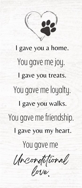 Unconditional Love – Pet Tribute - Bereavement Wall Art