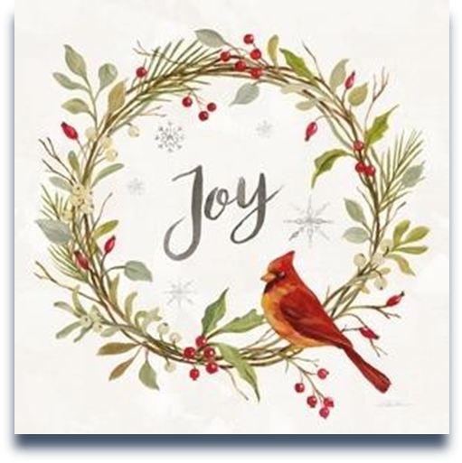 Joy Cardinal Wreath – Christmas Wall Art