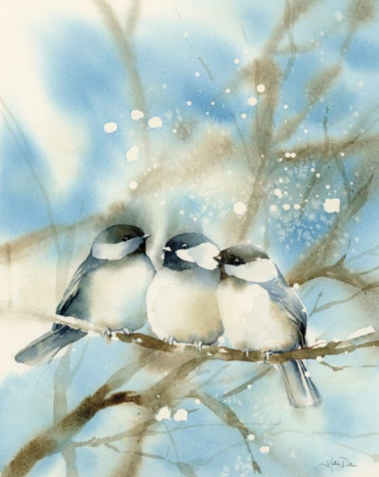 Three Chickadees – Christmas Wall Art