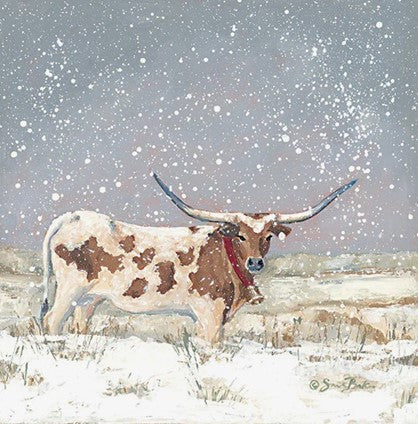 Snowy Longhorn – Christmas Wall Art