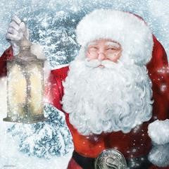 Santa with Lantern – Christmas Wall Art