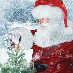 Santa Decorating Tree – Christmas Wall Art