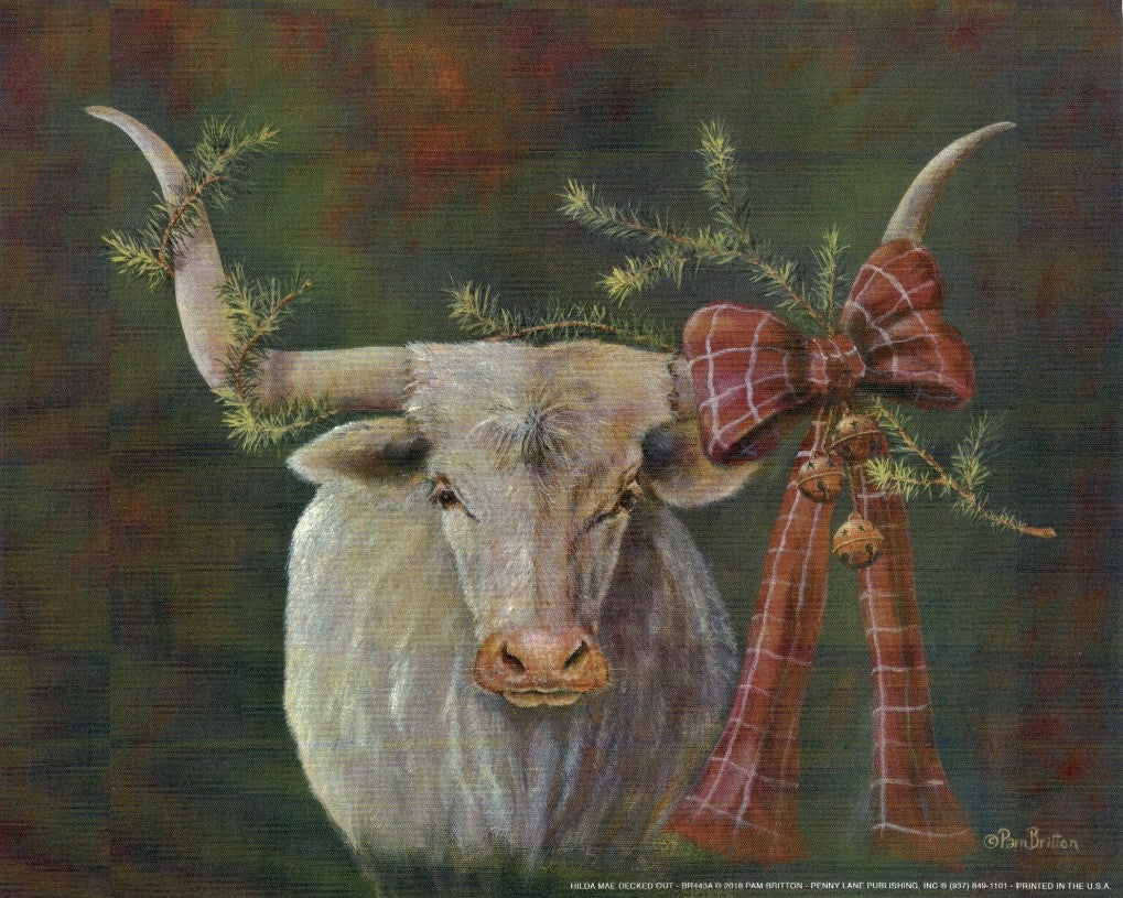 Decked Out Longhorn – Christmas Wall Art