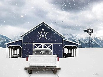 White Chevy at the Navy Barn – Christmas Wall Art