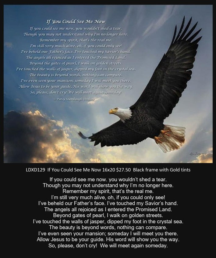 Eagle flying with a poem text overlay on a dark background