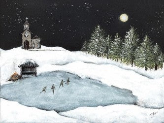 Moonlit Ice Skating – Christmas Wall Art