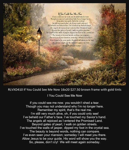 Scenic painting of a path with a lamp post, surrounded by text.