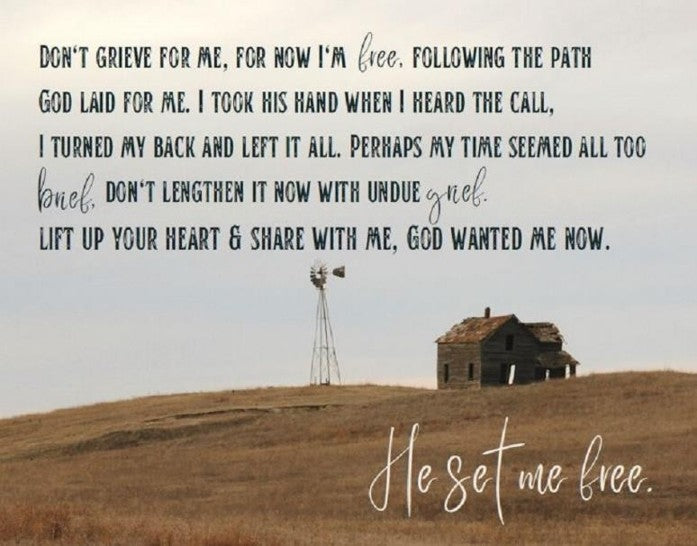 Rural landscape with a windmill and house, overlaid with reflective text.