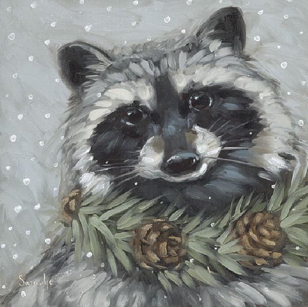 Holiday Raccoon – Christmas Wall Art