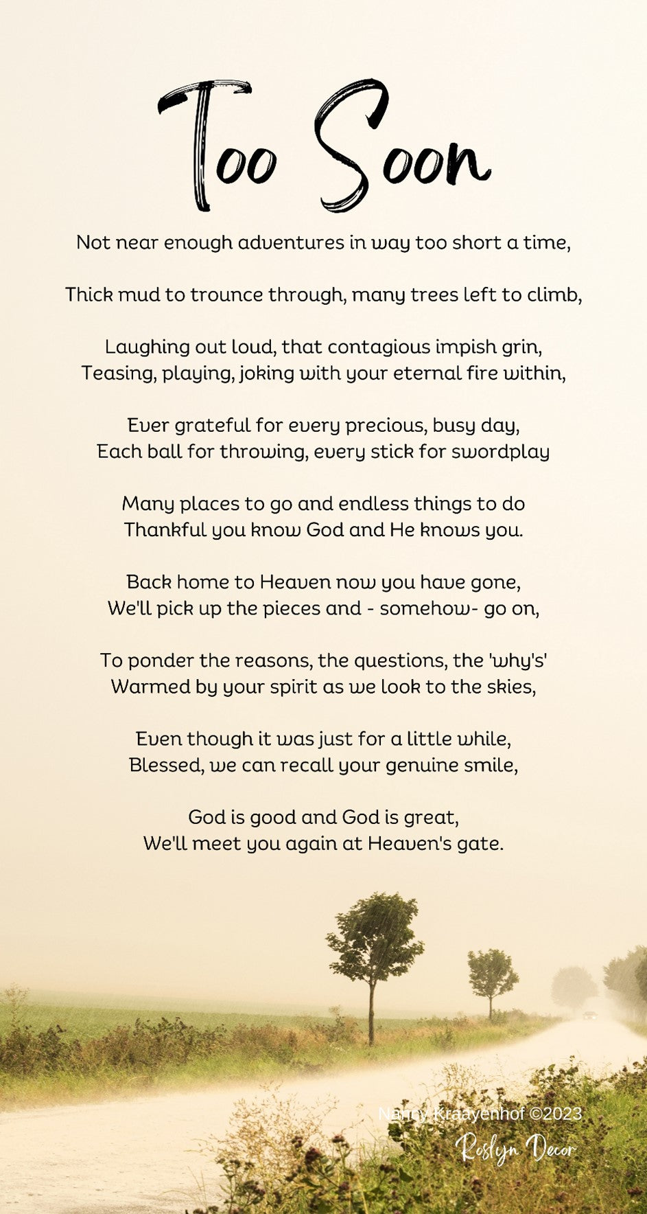 Too Soon II - Bereavement Wall Art