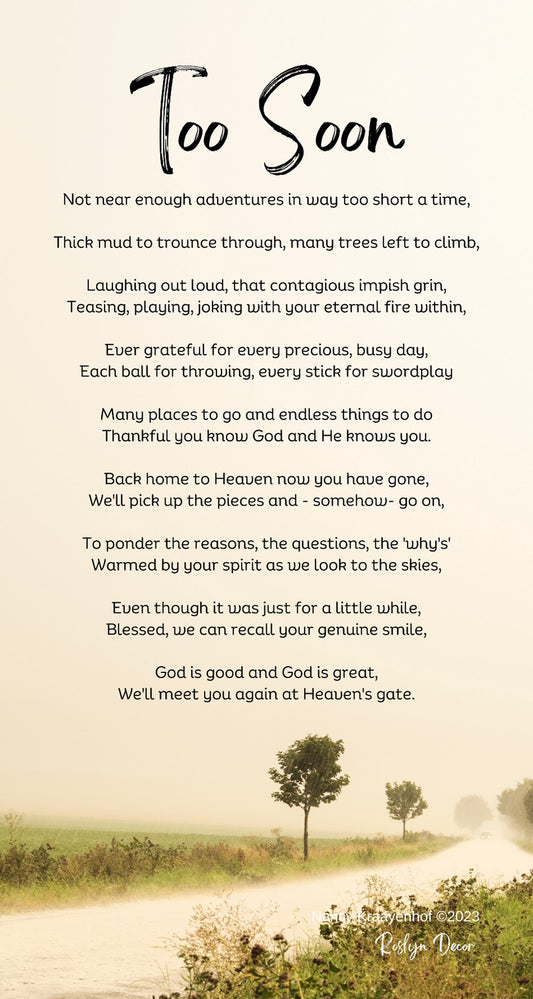 Too Soon II - Bereavement Wall Art