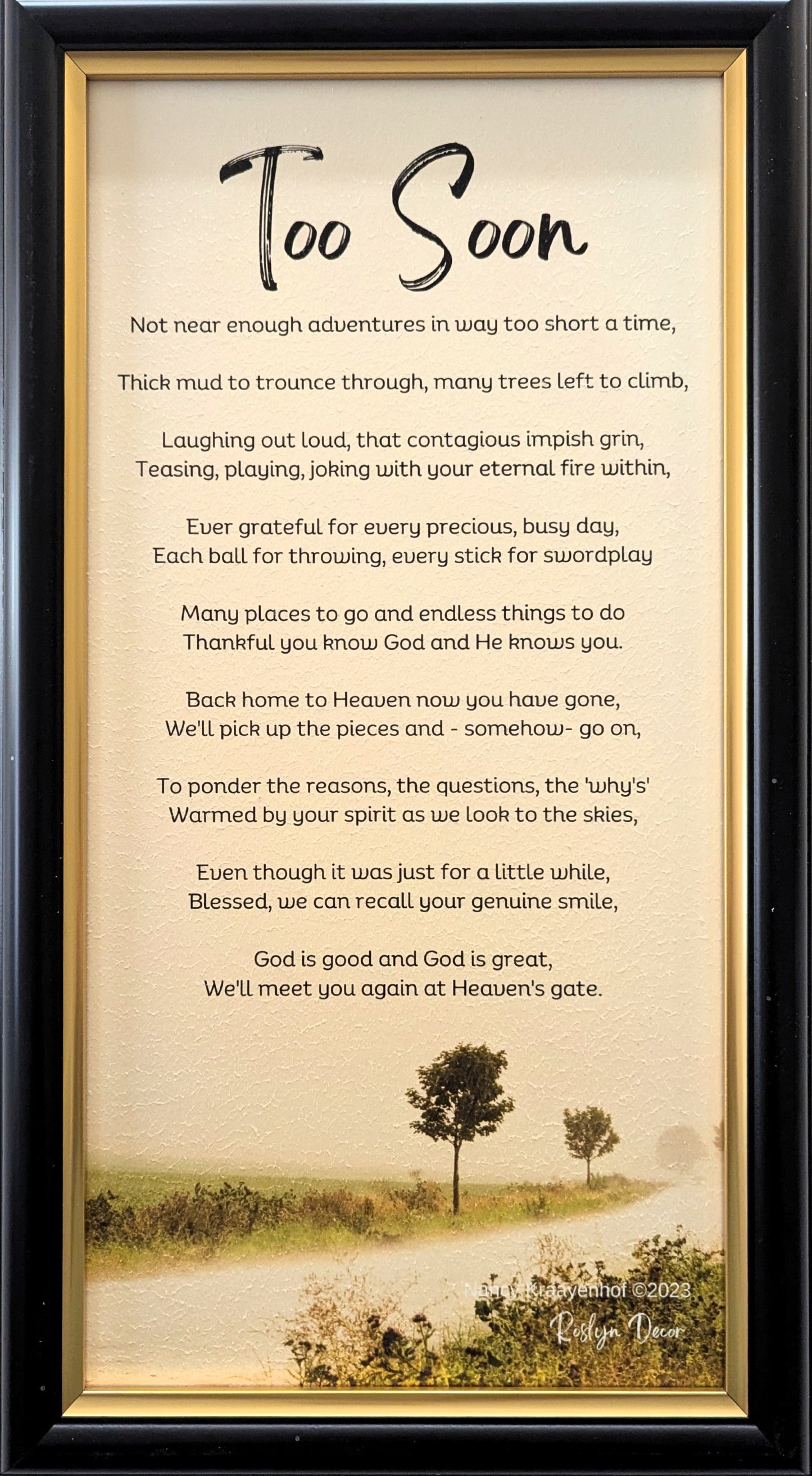Too Soon II - Bereavement Wall Art