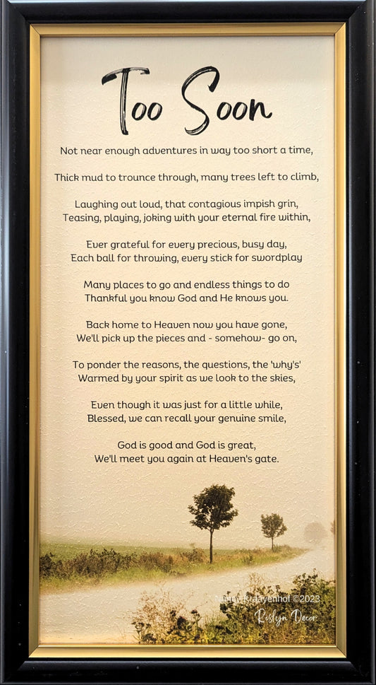 Too Soon II - Bereavement Wall Art