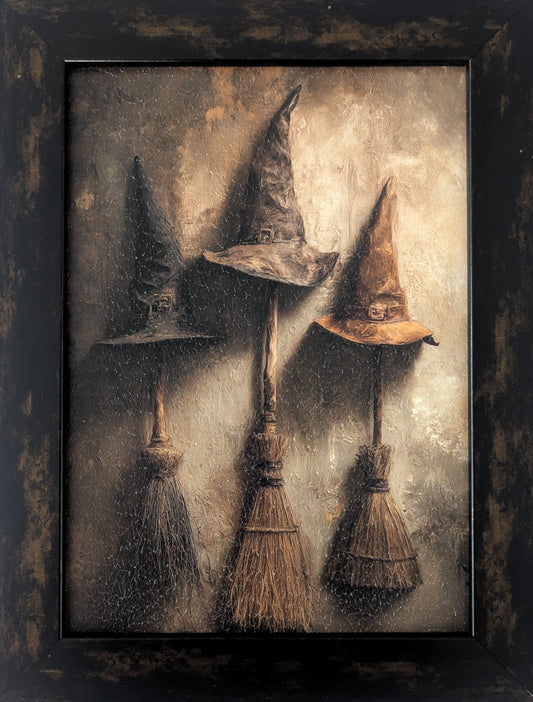 Witch Hats & Brooms – Vintage Fall Wall Art